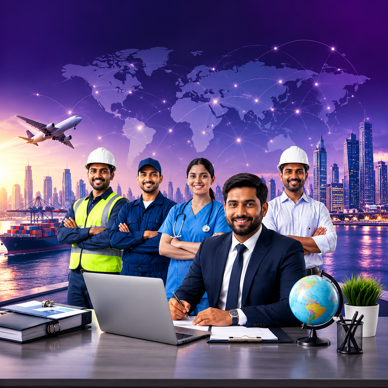 Manpower team working together